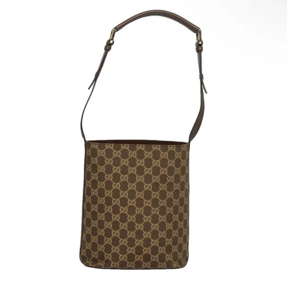 GUCCI GG Canvas Shoulder Bag Brown - Picture 1 of 10